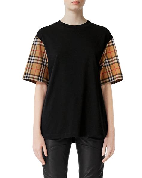 Burberry Serra Tee w/ Check Sleeves 